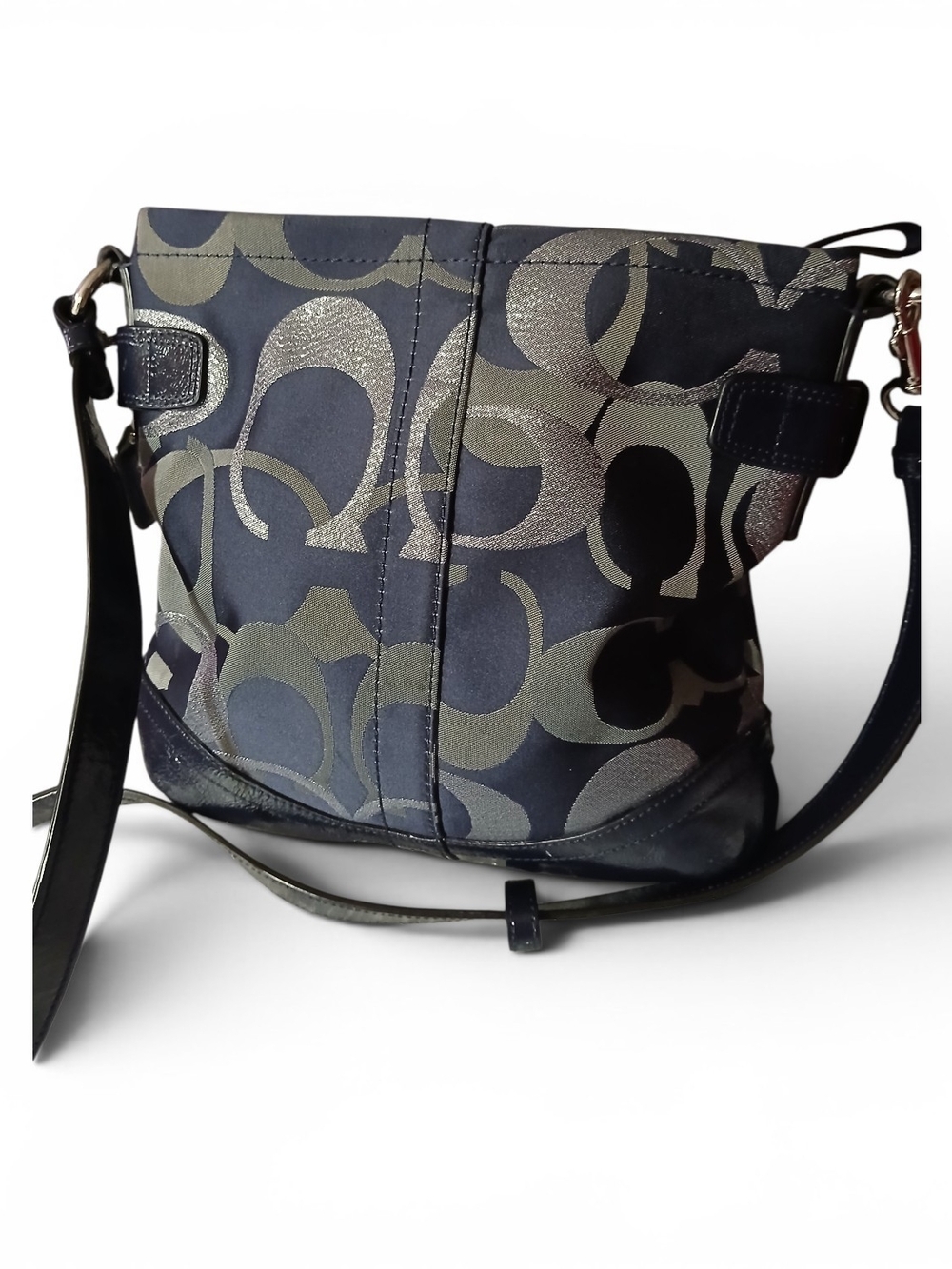 Coach Navy Signature Chain Crossbody Bag - Picture 2 of 6